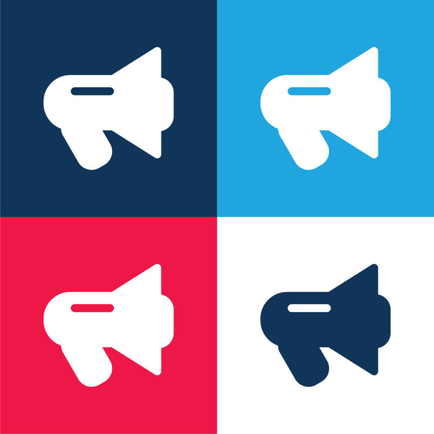 Black Megaphone blue and red four color minimal icon set - Vector, Image