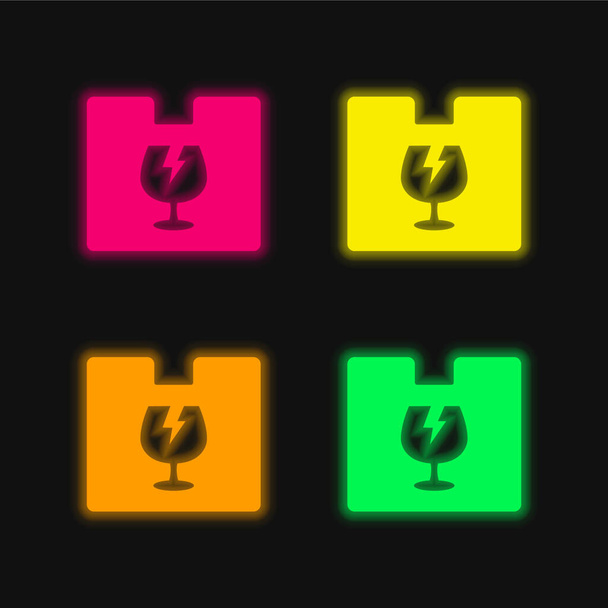 Πλαίσιο τεσσάρων χρωμάτων λαμπερό εικονίδιο διάνυσμα νέον - Διάνυσμα, εικόνα