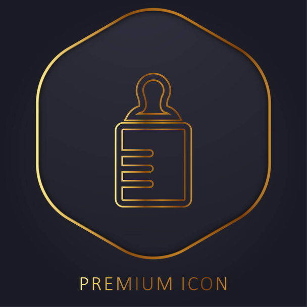 Botella de Bebé Esquema de línea dorada logotipo premium o icono - Vector, Imagen