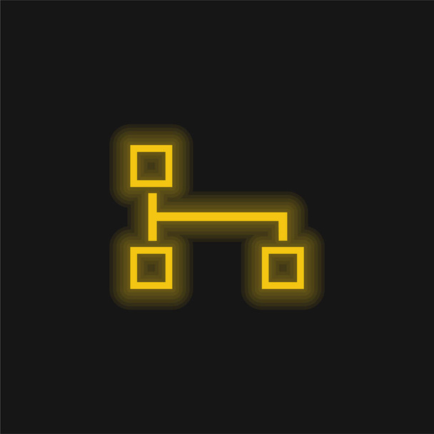 Blokové schéma žlutě zářící neonové ikony - Vektor, obrázek