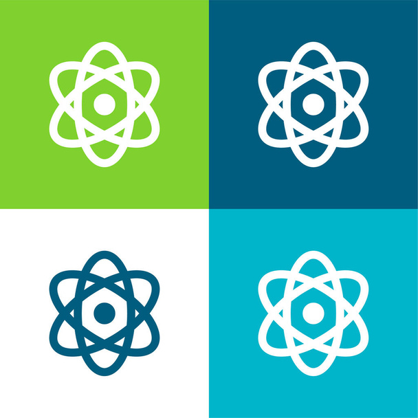 Ensemble d'icônes minimal Atom Flat quatre couleurs - Vecteur, image
