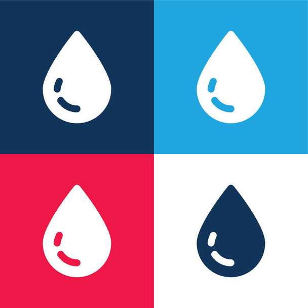 Don de sang bleu et rouge ensemble d'icônes minimales de quatre couleurs - Vecteur, image