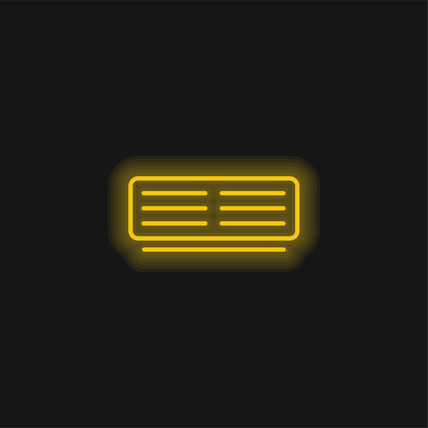 Légkondicionáló vázolt eszköz sárga izzó neon ikon - Vektor, kép