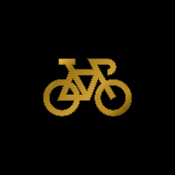 Bisiklet altın kaplamalı metalik simge veya logo vektörü - Vektör, Görsel