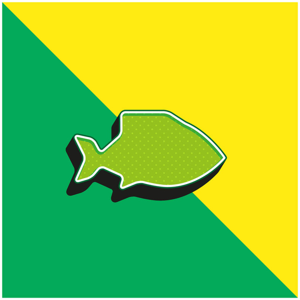Gros poisson vert et jaune moderne icône vectorielle 3d logo - Vecteur, image