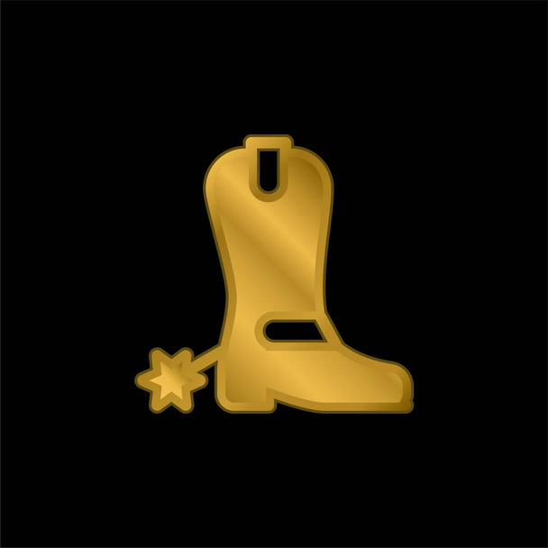 Botas chapado en oro icono metálico o logo vector - Vector, Imagen