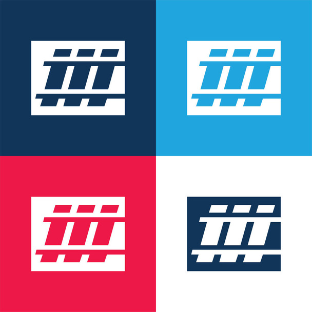 Belo Horizonte Metro Logo niebieski i czerwony zestaw czterech kolorów minimalny zestaw ikon - Wektor, obraz