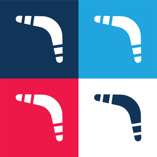 Ensemble d'icônes minime quatre couleurs bleu et rouge Boomerang - Vecteur, image
