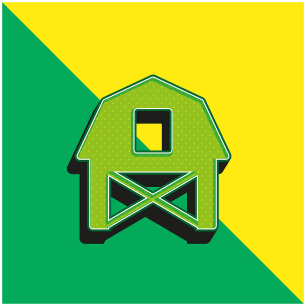 Barn Πράσινο και κίτρινο σύγχρονο 3d διάνυσμα εικονίδιο λογότυπο - Διάνυσμα, εικόνα