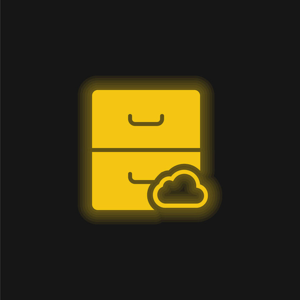 Arquivo amarelo brilhante ícone de néon - Vetor, Imagem
