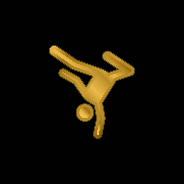 Breakdance banhado a ouro ícone metálico ou vetor logotipo - Vetor, Imagem