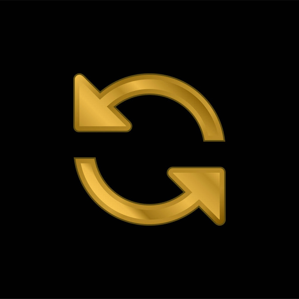 Pijlen Paar Tegen de klok in draaiende symbool vergulde metalen icoon of logo vector - Vector, afbeelding