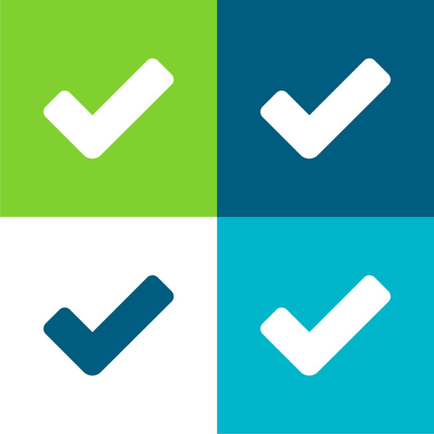 Big Check Mark Lapos négy szín minimális ikon készlet - Vektor, kép