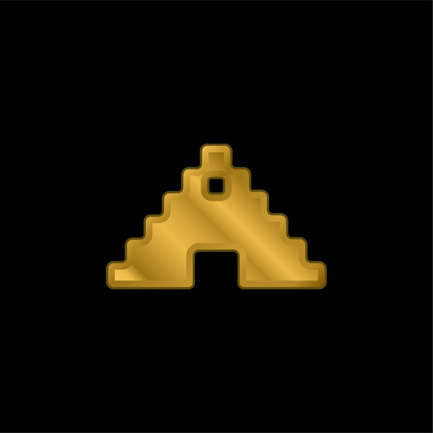 Piramide Azteca oro placcato icona metallica o logo vettoriale - Vettoriali, immagini