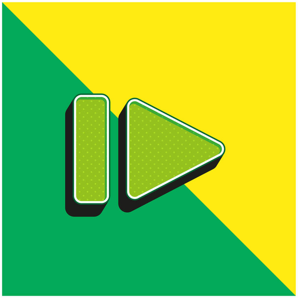 Großes Pause-Symbol Grünes und gelbes modernes 3D-Vektor-Symbol-Logo - Vektor, Bild