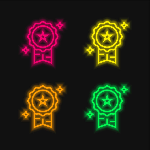 Melhor ícone de vetor de néon brilhante de quatro cores - Vetor, Imagem