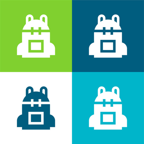 Zaino Set di icone minime a quattro colori piatti - Vettoriali, immagini