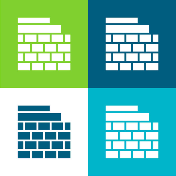 Brickwall Плоский четырехцветный минимальный набор значков - Вектор,изображение