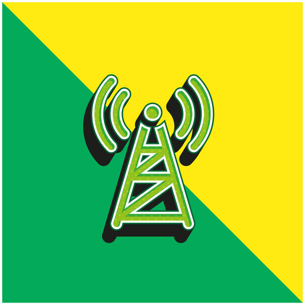 Antenna Logo icona vettoriale 3D moderna verde e gialla - Vettoriali, immagini