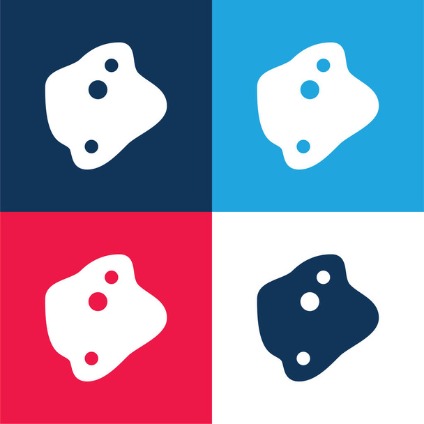 Set di icone minimali a quattro colori blu e rosso ameba - Vettoriali, immagini