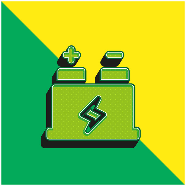Bateria Zielony i żółty nowoczesny ikona wektora 3D logo - Wektor, obraz