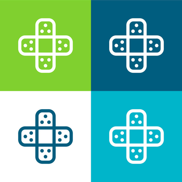 vendaje plano de cuatro colores mínimo icono conjunto - Vector, imagen