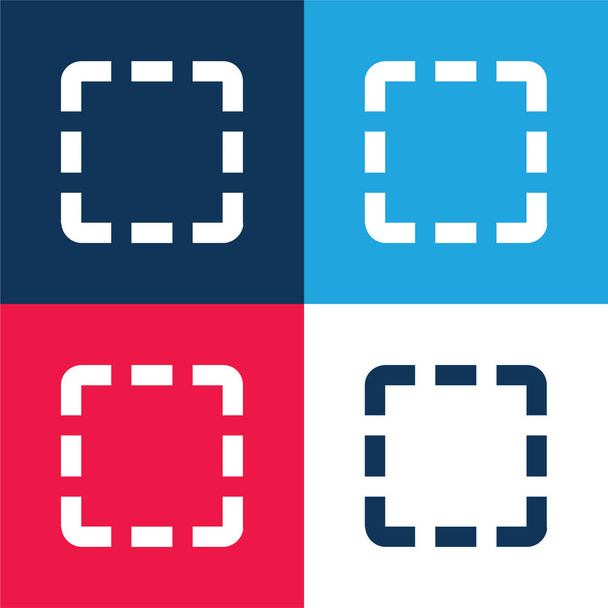 Toewijzing blauw en rood vier kleuren minimale pictogram set - Vector, afbeelding