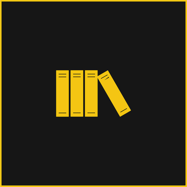 Bücher Anordnung Vertikal gelb leuchtenden Neon-Symbol - Vektor, Bild