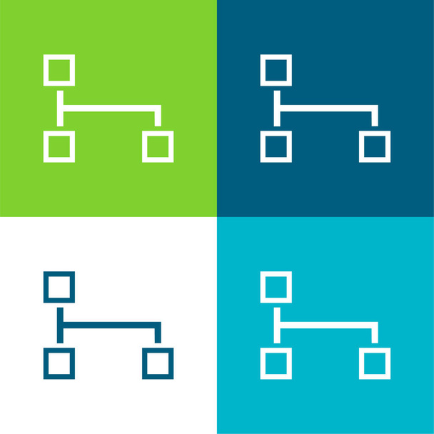 Blockschema der Quadrate Flache vier Farben Minimalsymbolsatz - Vektor, Bild