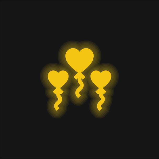 Повітряні кульки жовта сяюча неонова ікона
 - Вектор, зображення