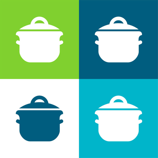 Big Pot Flat set di icone minime a quattro colori - Vettoriali, immagini