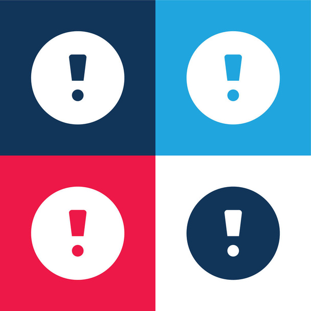 Внимание Знак синий и красный четыре цвета минимальный набор значков - Вектор,изображение