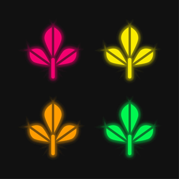 Bael Tree vier kleuren gloeiende neon vector icoon - Vector, afbeelding