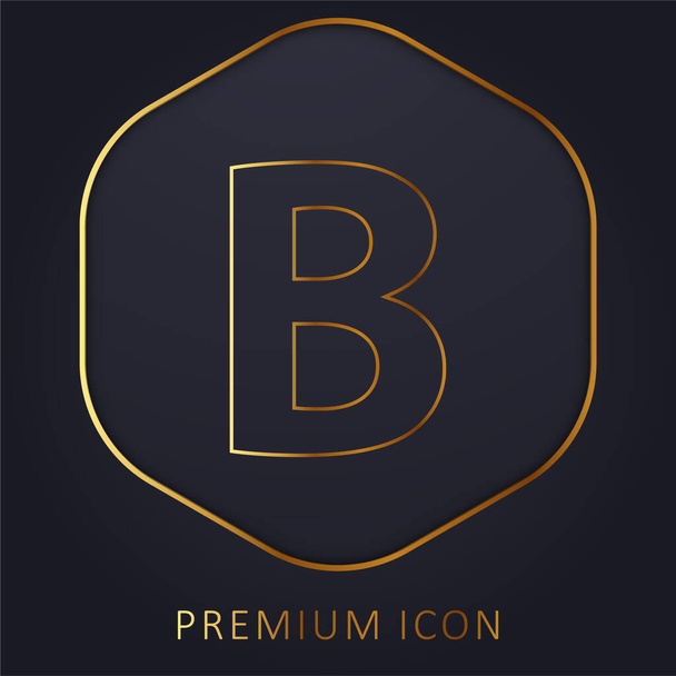 Жирная кнопка из буквы B, логотип или значок премиальной золотой линии - Вектор,изображение