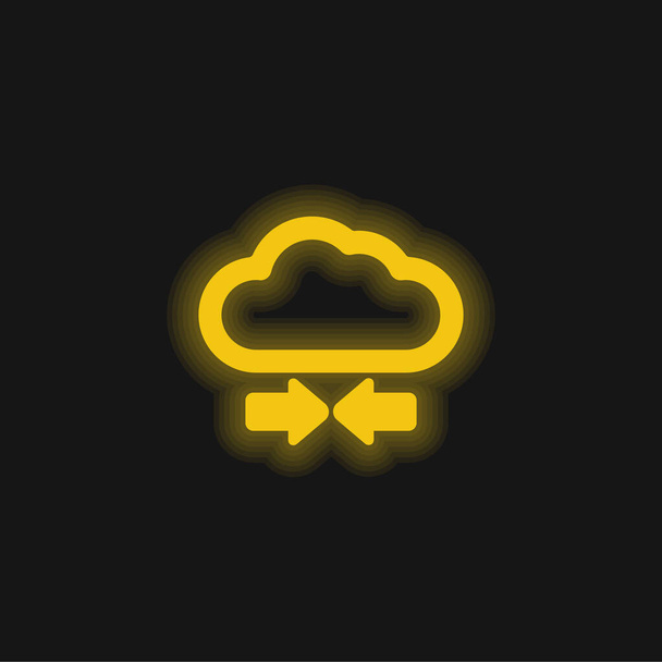 Βέλη και σύννεφο κίτρινο λαμπερό νέον εικονίδιο - Διάνυσμα, εικόνα