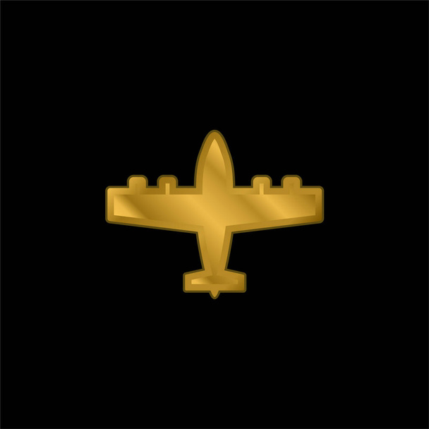 Bombardero chapado en oro icono metálico o logo vector - Vector, imagen