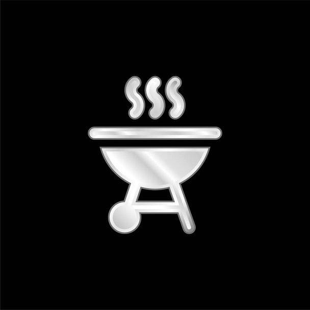 Barbecue icône métallique argentée - Vecteur, image