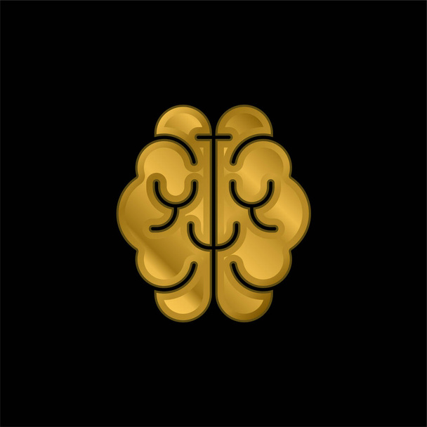 脳金メッキ金属アイコンやロゴベクトル - ベクター画像