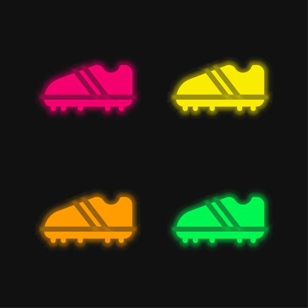 Boots four color glowing neon vector icon - Vector, Image