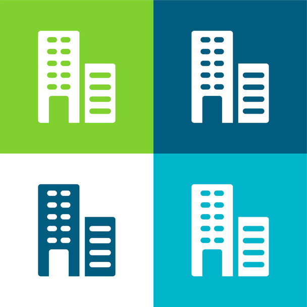 Apartments Flat four color minimal icon set - Vector, Image