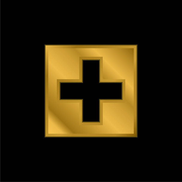 Añada este icono metálico chapado en oro o vector de logotipo - Vector, imagen