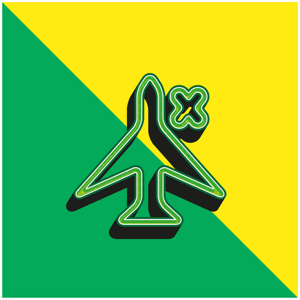 Plaque d'avion avec une croix pour l'interface téléphonique Logo vectoriel 3D moderne vert et jaune - Vecteur, image
