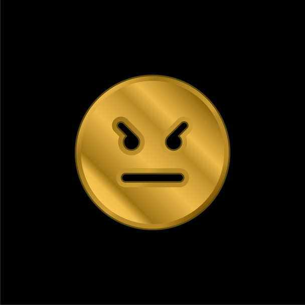 Angry Emoticon Square Face gold plated metalic icon or logo vector - Vector, Image