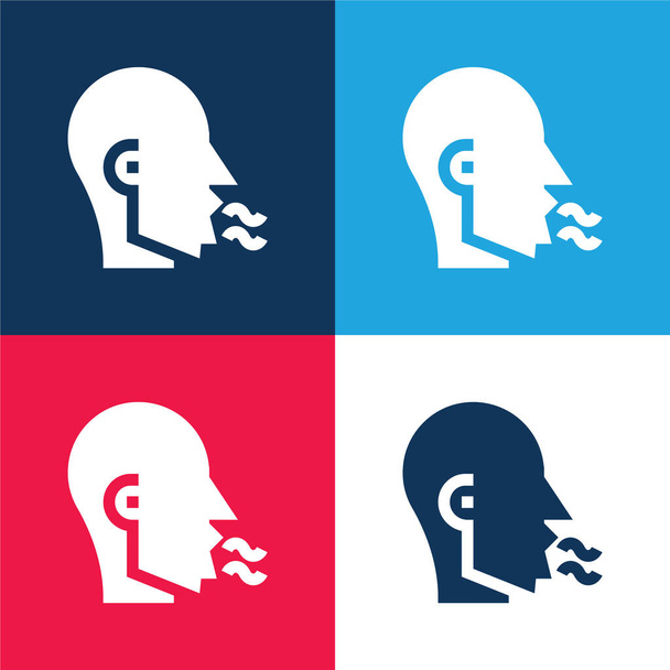 Bad Breath blue and red four color minimal icon set - Vector, Image