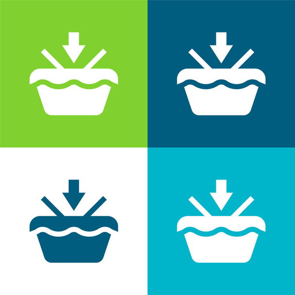 Add To Basket Flat four color minimal icon set - Vector, Image