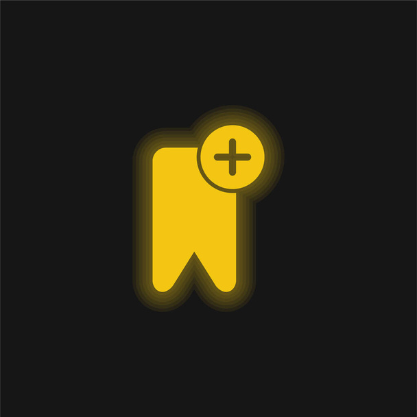 Lesezeichen gelb leuchtendes Neon-Symbol - Vektor, Bild