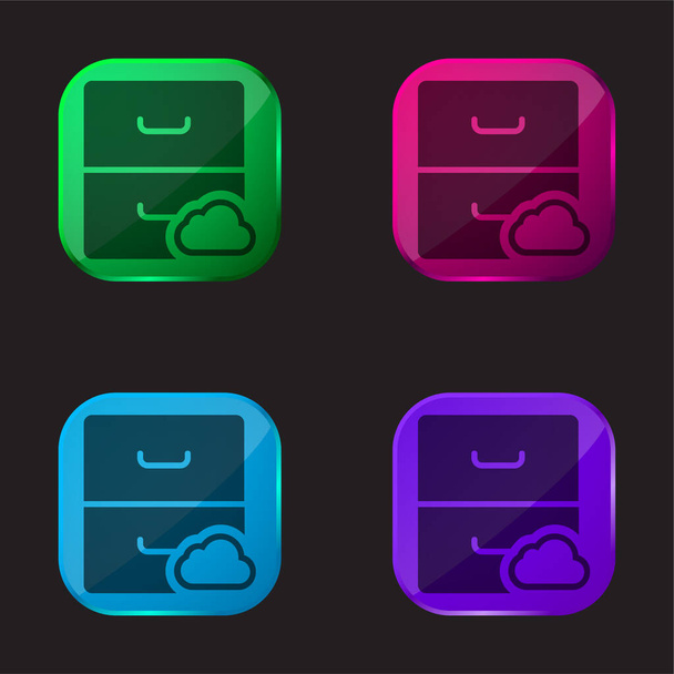 Архів чотирьох кольорів піктограми скляної кнопки
 - Вектор, зображення