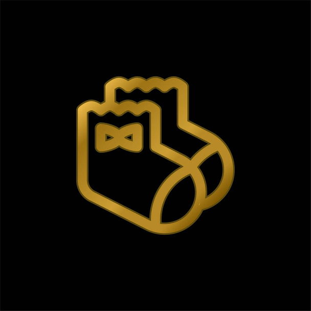 Calcetines de bebé chapado en oro icono metálico o logo vector - Vector, Imagen