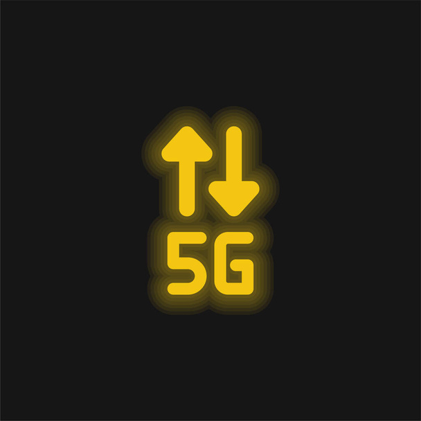 ícone de néon brilhante amarelo de 5g - Vetor, Imagem