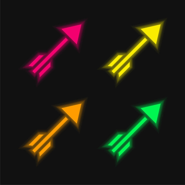 Lukostřelba čtyři barvy zářící neonový vektor ikona - Vektor, obrázek